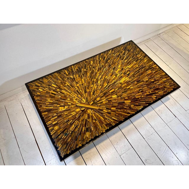 Metal Coffee Table in Tiger Eyes by Jean Claude Dresse, 1970s For Sale - Image 7 of 11