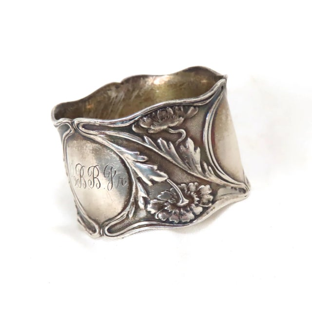 Classic Antique - Victorian Art Nouveau Flower Style Sterling Silver Napkin Ring by Gorham Silver Company For Sale - Image 13 of 13