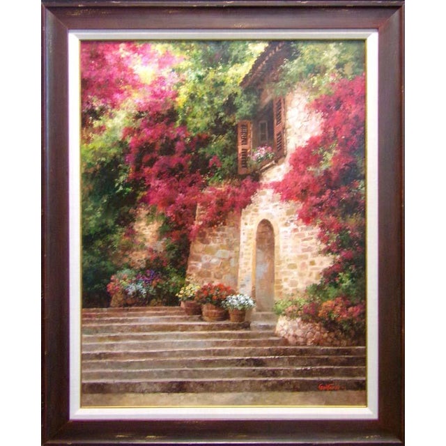 Paul Guy Gantner "Giardino Del Fiore" #0483 Original Painting With Custom Frame For Sale - Image 4 of 5