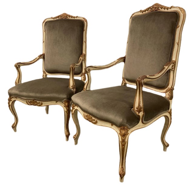 Mid 20th Century Antique Italian Arm Chairs - A Pair For Sale - Image 5 of 11