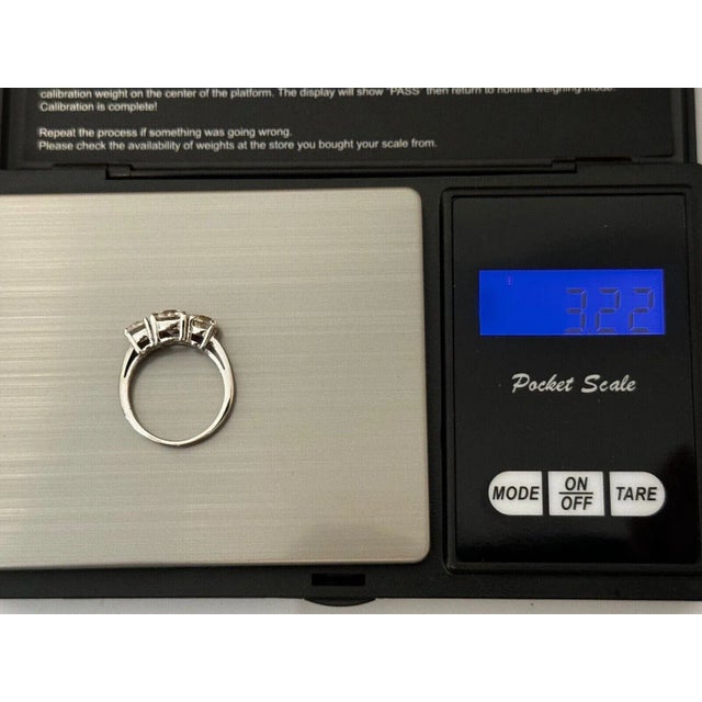 Exquisite 18ct White Gold Trilogy Diamond Engagement Ring – 2ct, British Vintage Original For Sale - Image 13 of 18