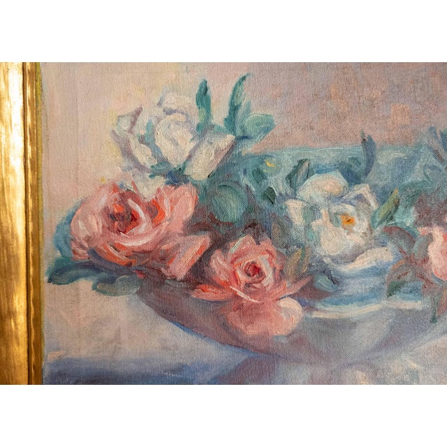 1930's American Impressionist Still Life Painting of Flowers in a Bowl, Signed For Sale - Image 12 of 16