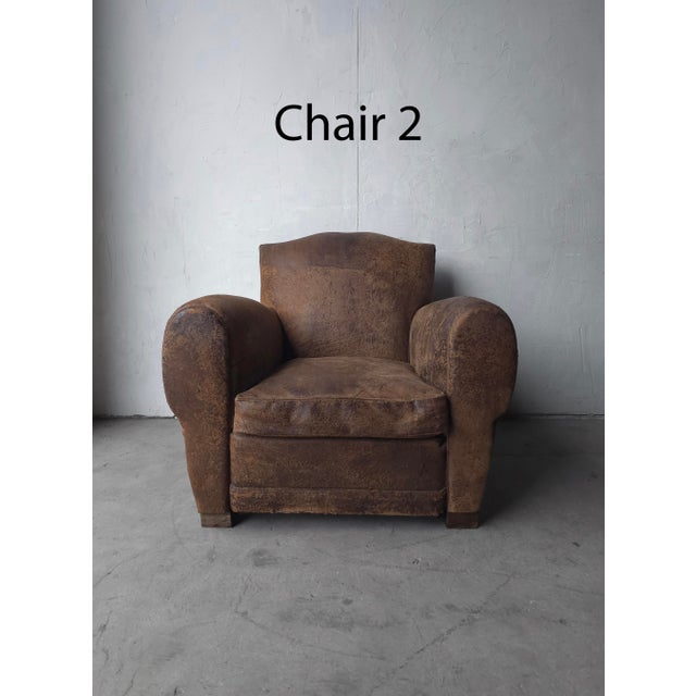 French Style Patinated Leather Lounge Chairs by Restoration Hardware For Sale - Image 11 of 15