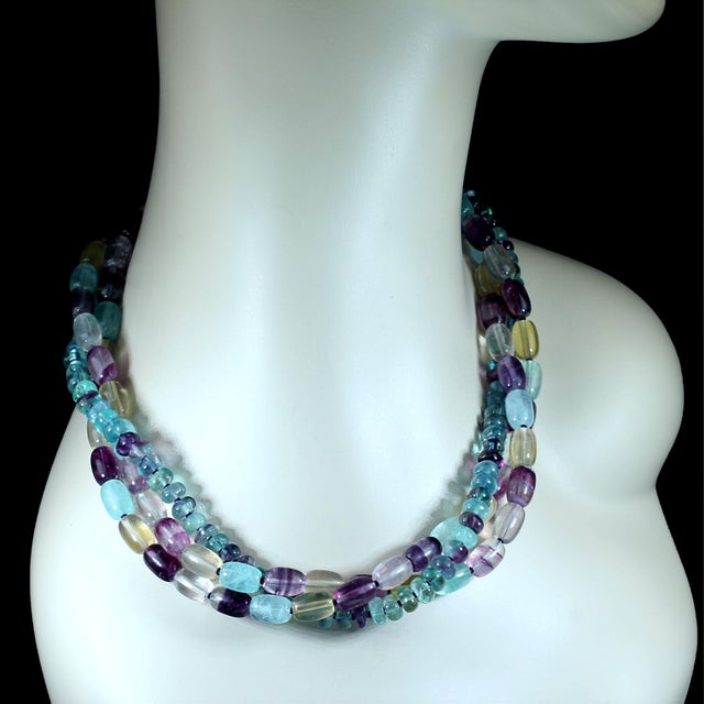 Ajd 17 Inch Three Strand Multi Color Fluorite Necklace For Sale - Image 4 of 5