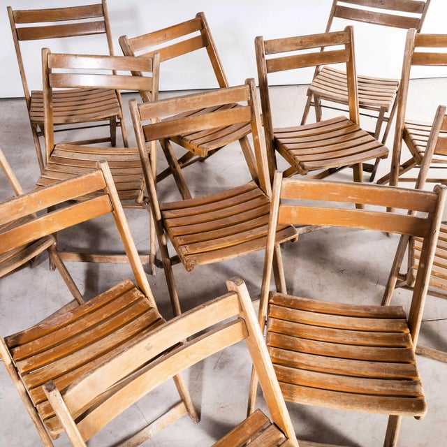 Brown Beech Folding Chairs, 1960s, Set of 12 For Sale - Image 8 of 9