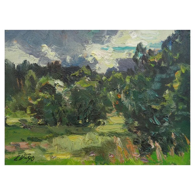 Edgars Vinters, Landscape, 1990, Oil on Cardboard For Sale