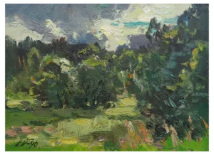 Edgars Vinters, Landscape, 1990, Oil on Cardboard