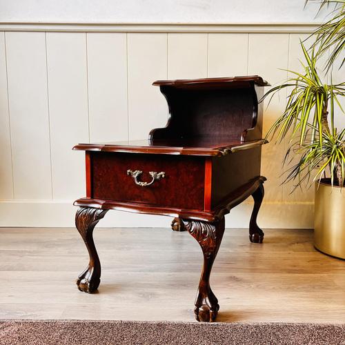 Vintage Louis XV Wood Night Bedside Cabinet with One Drawer and Lion Legs For Sale - Image 10 of 10