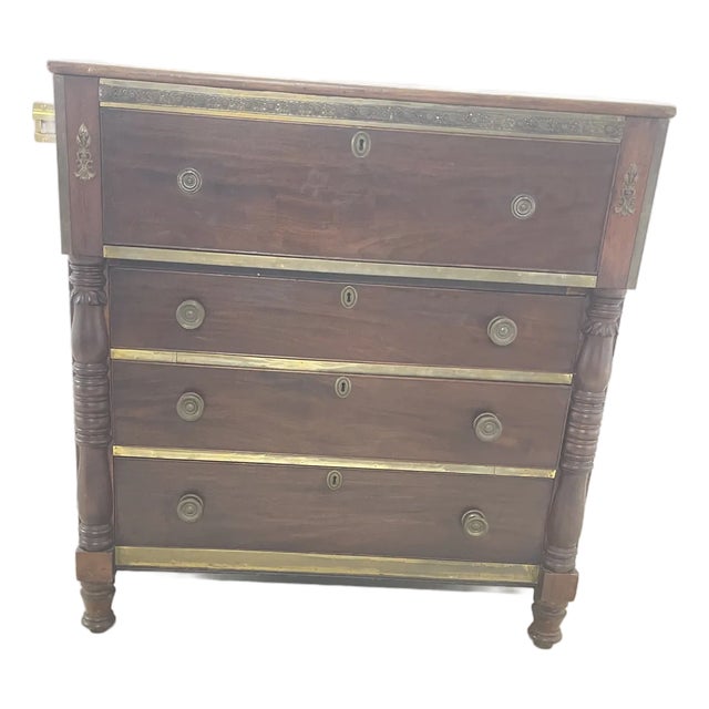 Antique Brass Trimmed Empire Chest For Sale