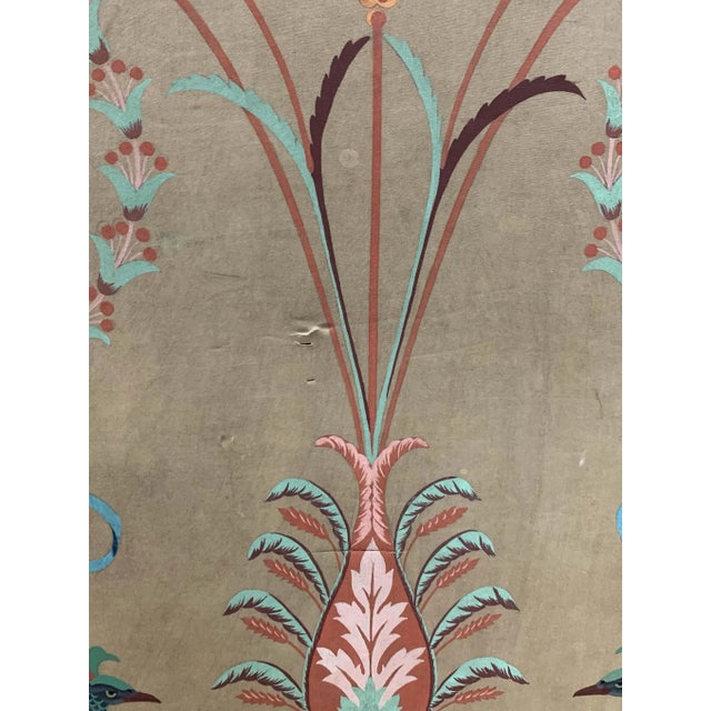 Tan Englaih Traditional Panel Painting of Multicolored Bouquet Accompanied by Peacocks and Lions For Sale - Image 8 of 13