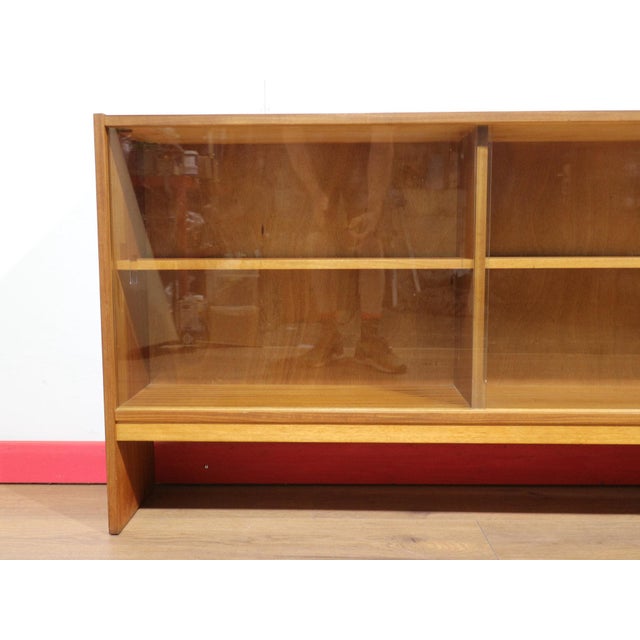 Mid Century Modern Vintage Teak Bookcase Glass Door Display Cabinet For Sale - Image 9 of 9