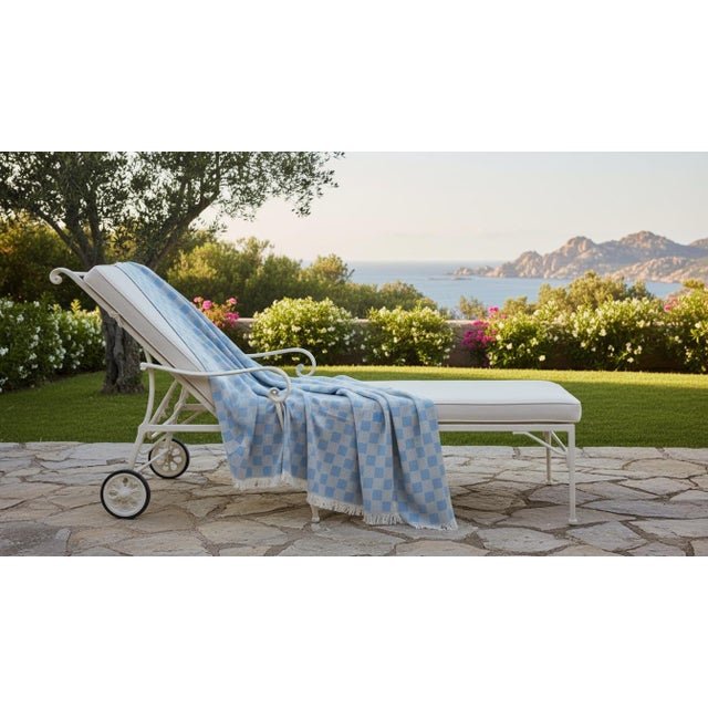 Contemporary Light Blue Checkered Plaid in Cashmere and Wool by Villa Como For Sale - Image 3 of 4