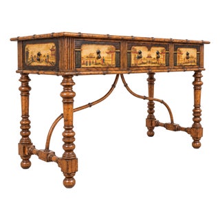 Lane Venture Faux Bamboo Chinoiserie Fruitwood Sideboard Credenza Table For Sale