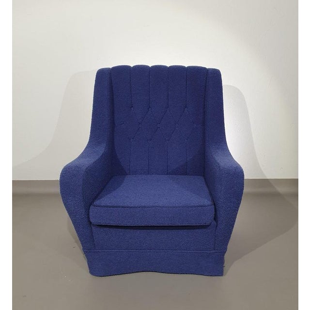 Vintage Lounge Chair in Blue Wool and Boucle, 1970s For Sale - Image 11 of 16