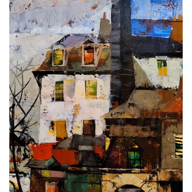 1960s Oliver Foss - 1960s Abstract Parisian Scene -Oil Painting For Sale - Image 5 of 9