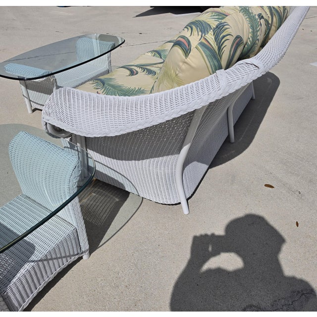 Lloyd Flanders English Garden Loom Wicker 3 Piece Patio Set Indoor Outdoor For Sale - Image 13 of 16