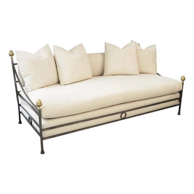 1940s French Mid-Century Wrought Iron Sofa N the Style of Maison Jansen For Sale