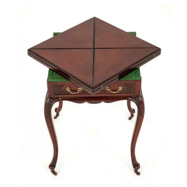 Victorian Games Envelope Card Table in Mahogany, 1890s For Sale - Image 5 of 11