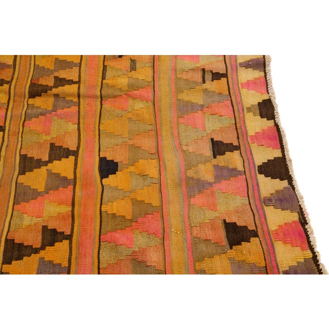 1960s Vintage Turkish Kilim Orange Handmade Tribal Wool Runner For Sale In New York - Image 6 of 8
