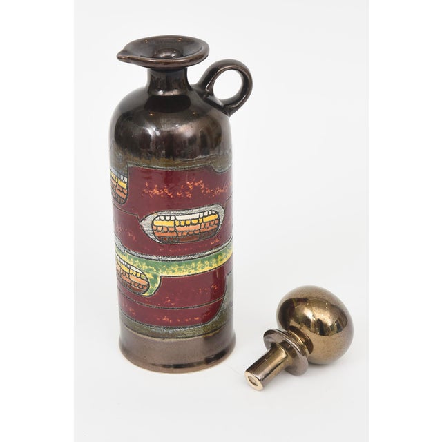 Signed Glazed Ceramic Object Decanter by Vega Abstract For Sale In Miami - Image 6 of 12