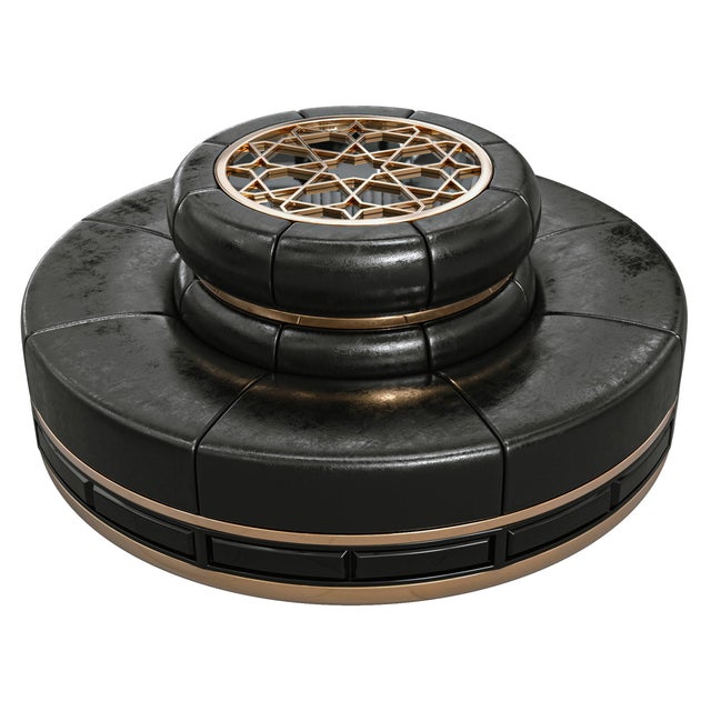 Black "Serenata" Bench, With Bronze & Stainless Steel, Tailor Made Leather For Sale - Image 8 of 10