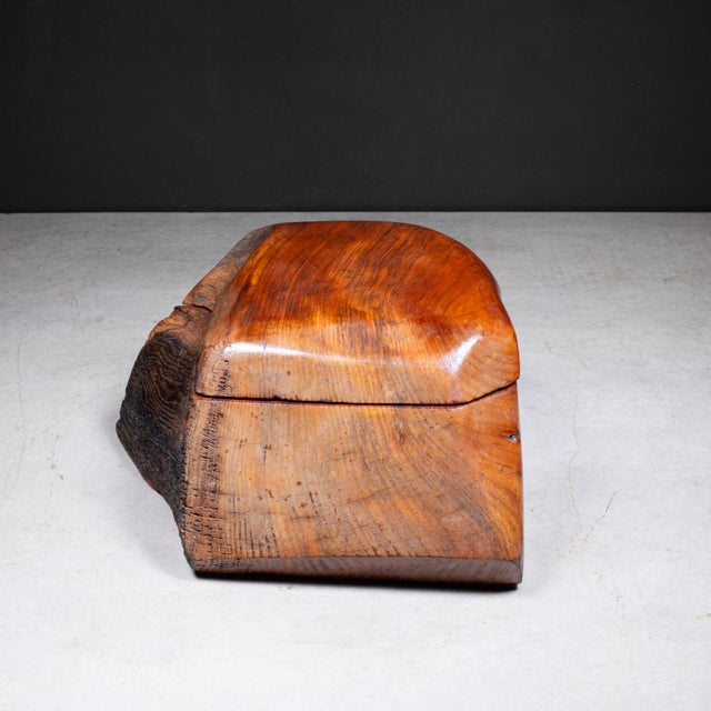 Wood Mid-Century Lidded Redwood Burl Wooden Box c.1970 For Sale - Image 7 of 8