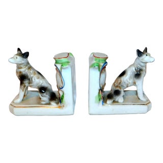 Pair of Vintage German Shepherd Bookends For Sale