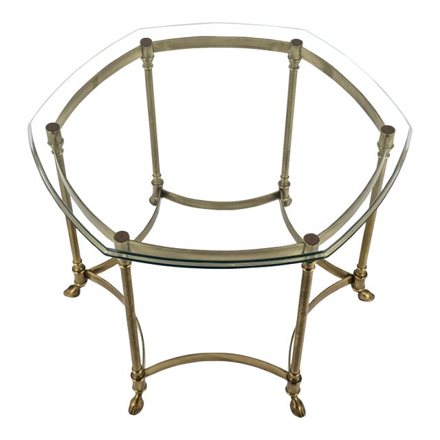 1980s Lebarge Style Brass and Glass Side Table For Sale