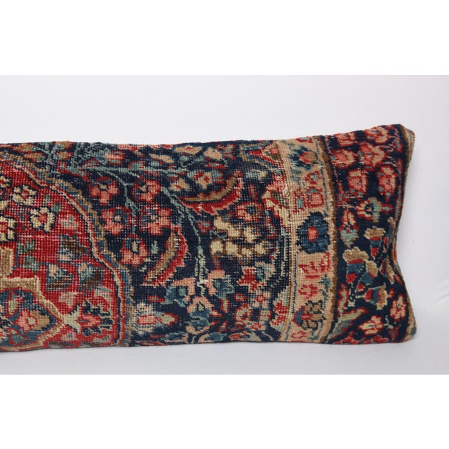 Authentic Antique Persian Rug Cushion Cover – Hand Knotted Wool on Cotton -14'' X 47'' For Sale In Tampa - Image 6 of 11