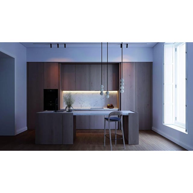 Black Raim Pendant Lamp with 3 Spheres by United Alabaster For Sale - Image 8 of 9