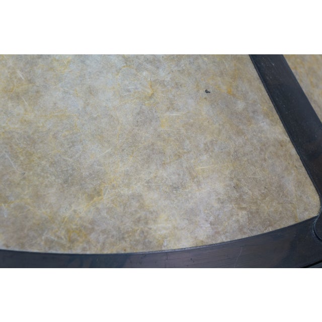 Attributed to Dirk Van Erp Mica Lamp Company 3 Light Arts & Crafts Copper Trumpet Lamp Mica Shade 23" For Sale - Image 14 of 17