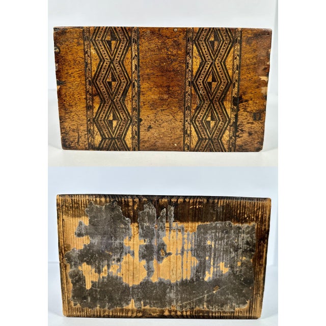 Wood Antique Tunbridge Marquetry Inlaid Trinket Box For Sale - Image 7 of 10