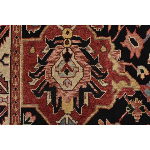 Heriz Rug 5’11” X 8’9” Black Wool Vintage Traditional Hand-Knotted Carpet For Sale - Image 9 of 15