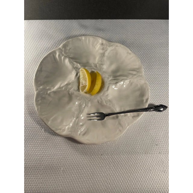 Mid 20th Century French Gien White Oyster Plate For Sale - Image 10 of 11