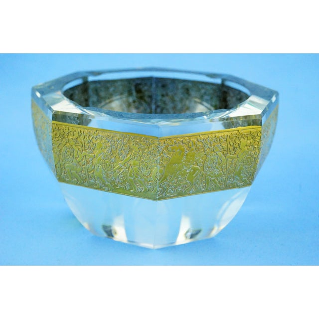 1940s Vintage Crystal and Gold Centerpiece Vase by Ludwig Moser, 1940s For Sale - Image 5 of 18