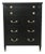 French Louis XVI Style Black Lacquered Highboy With Brass Hardware | Newly Refinished For Sale