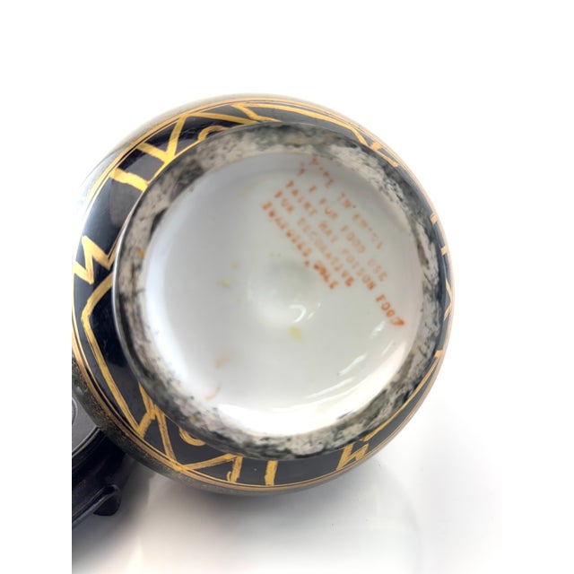Vintage Black & Gold Greek Revival Style Vase With Figural Motif on Stand For Sale - Image 13 of 13