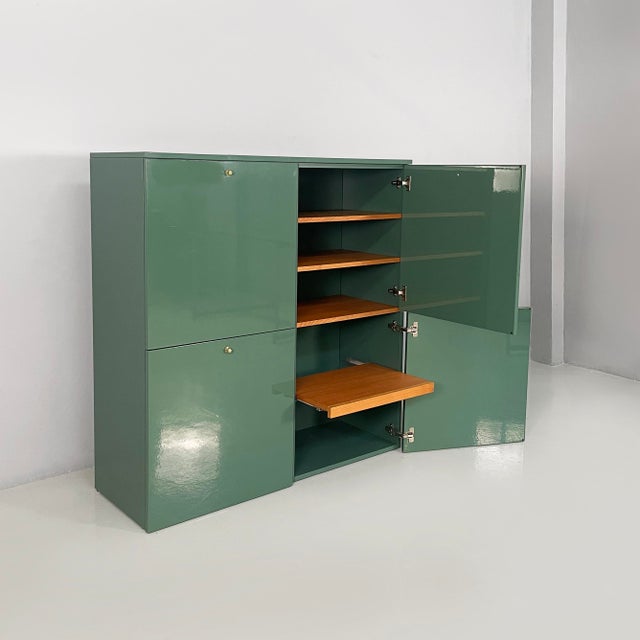 Italian modern green wood sideboard by Cappellini, 1990s Rectangular sideboard in green wood. The front features four...