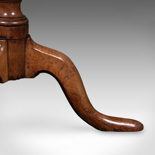 Antique Tripod Table, English, Oak, Beech, Tilt Top, Occasional, Side, Georgian For Sale - Image 12 of 12
