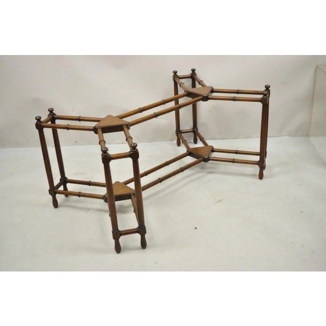 Mid 20th Century Kittinger Buffalo Faux Bamboo Chinese Chippendale Mahogany Coffee Table Base For Sale - Image 5 of 12