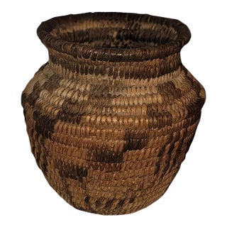 Miniature Early 20th Century Hand Woven Basket For Sale