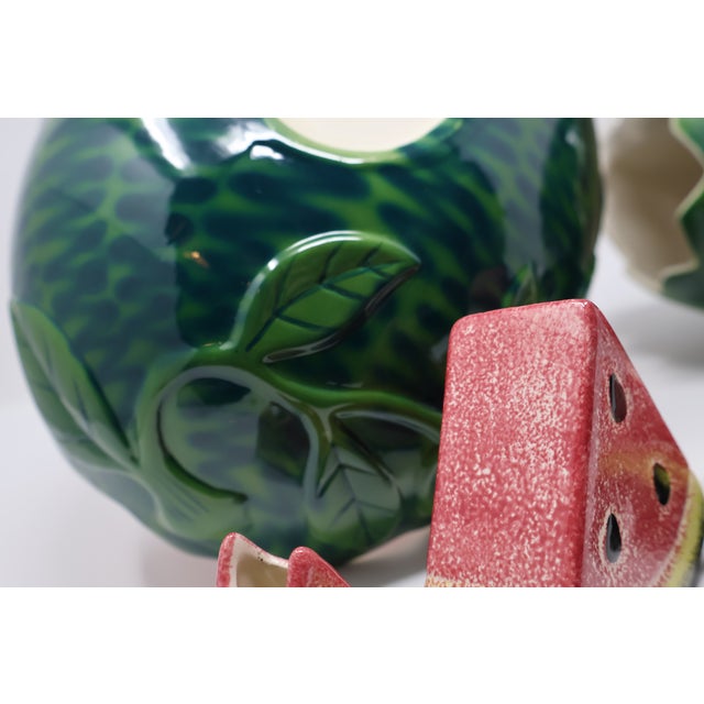 Vintage Strata Group “Ripe Watermelons” Sculptural Ceramic Pitcher & Basket Set, 5 Pieces For Sale - Image 15 of 18