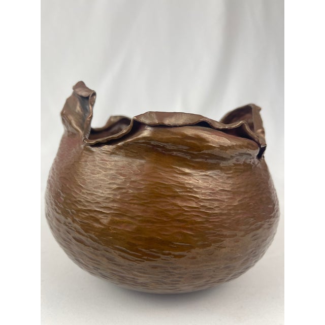Copper 1980's Hammered Copper Vessel Vase by Pacific Northwest Artist Greg Wilbur For Sale - Image 8 of 12
