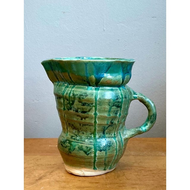 Late 20th Century Vintage Drip Glaze Ceramic Pitcher For Sale - Image 5 of 12