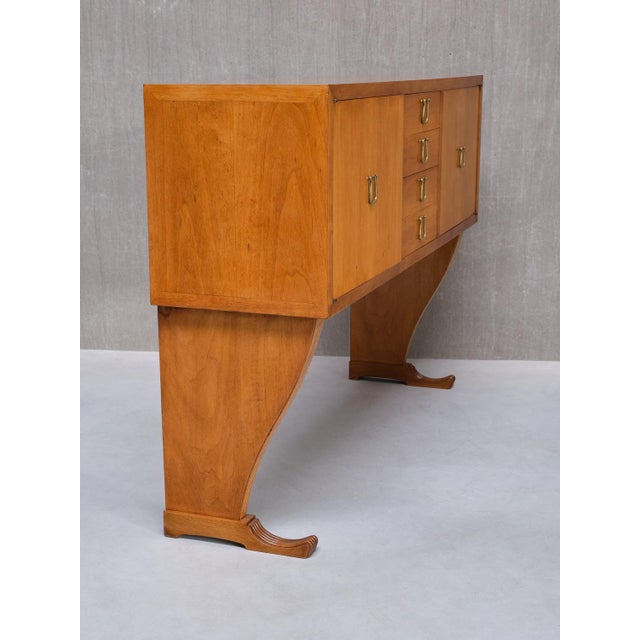 Brown Vintage Sideboard in Walnut and Brass by Maurizio Tempestini, 1940s For Sale - Image 8 of 16