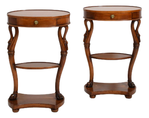 Oval Swan Side Tables, 1900s, Set of 2