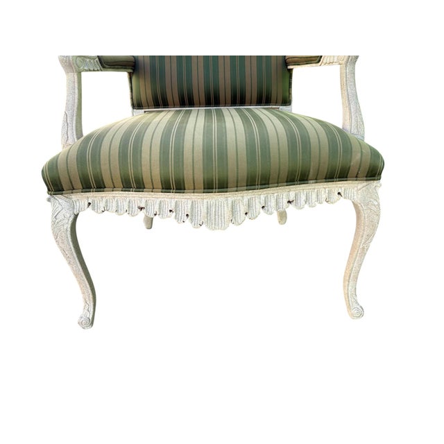 Late 20th Century Louis XVI Style Carved Wood Bergère Chair For Sale In Indianapolis - Image 6 of 11