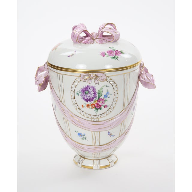 KPM Porcelain Covered Centerpiece Vase / Ribbon Decoration, Germany, Circa 1960 For Sale - Image 14 of 14