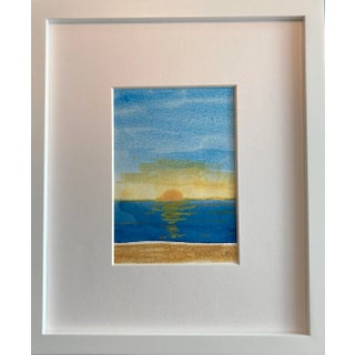 Contemporary Watercolor Pastel Ocean Painting on Paper by Stephanie Cate For Sale