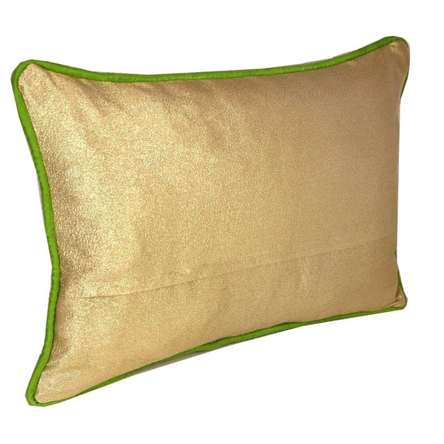 Hand-Embroidery Vintage Butterfly Silk Lumbar Pillow Framed With Vintage Guipure Lace and Piping For Sale - Image 9 of 12